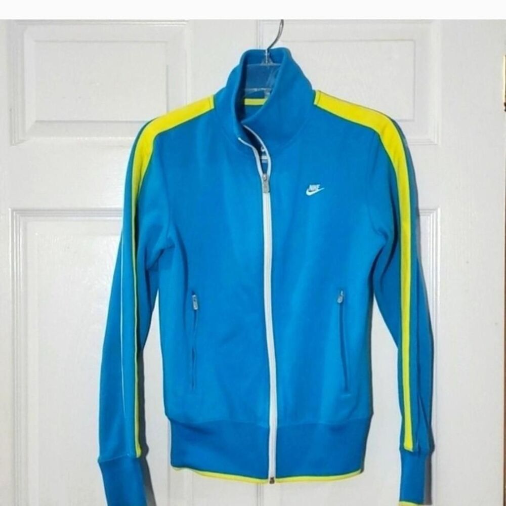 Nike Yellow and Blue Full Zip Track Jacket S